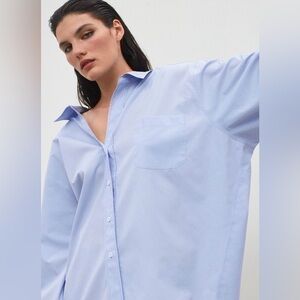 Classic Oversized Poplin Shirt in Oxford Blue